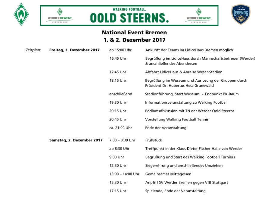 Programme National Walking Football Event, Werder Bremen
